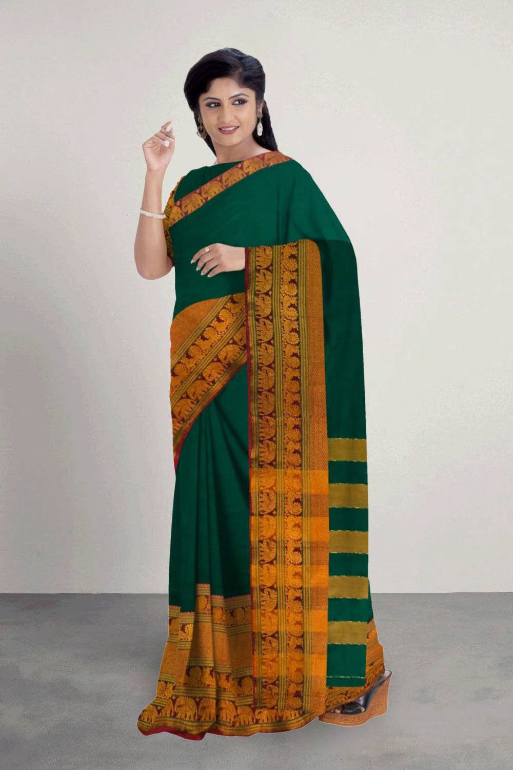 Narayanpet Cotton Saree Elephant Border