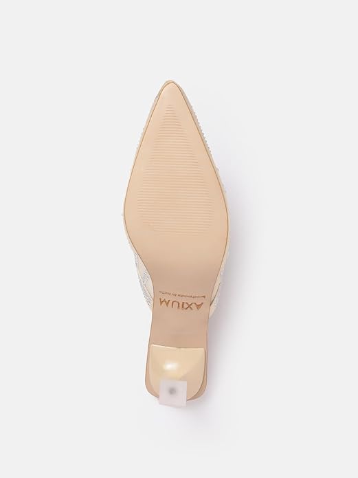 Women’s Knitted Embellished Heel Mules | Elegant Slip-On 2 Inch Heels for Party & Casual Wear