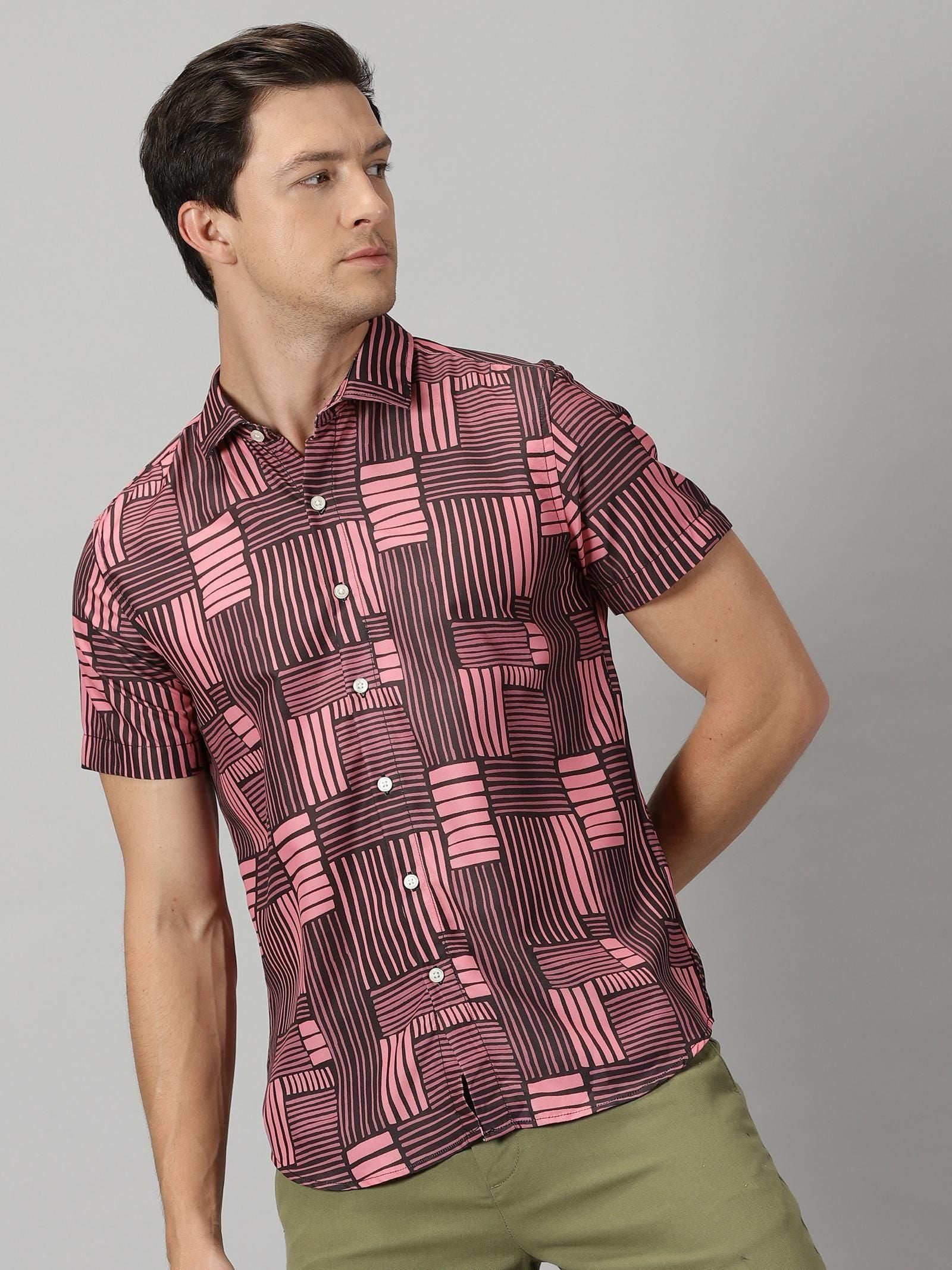 Rayon Printed Men's Casual Shirt Regular Fit with Half Sleeves and Stylish Print