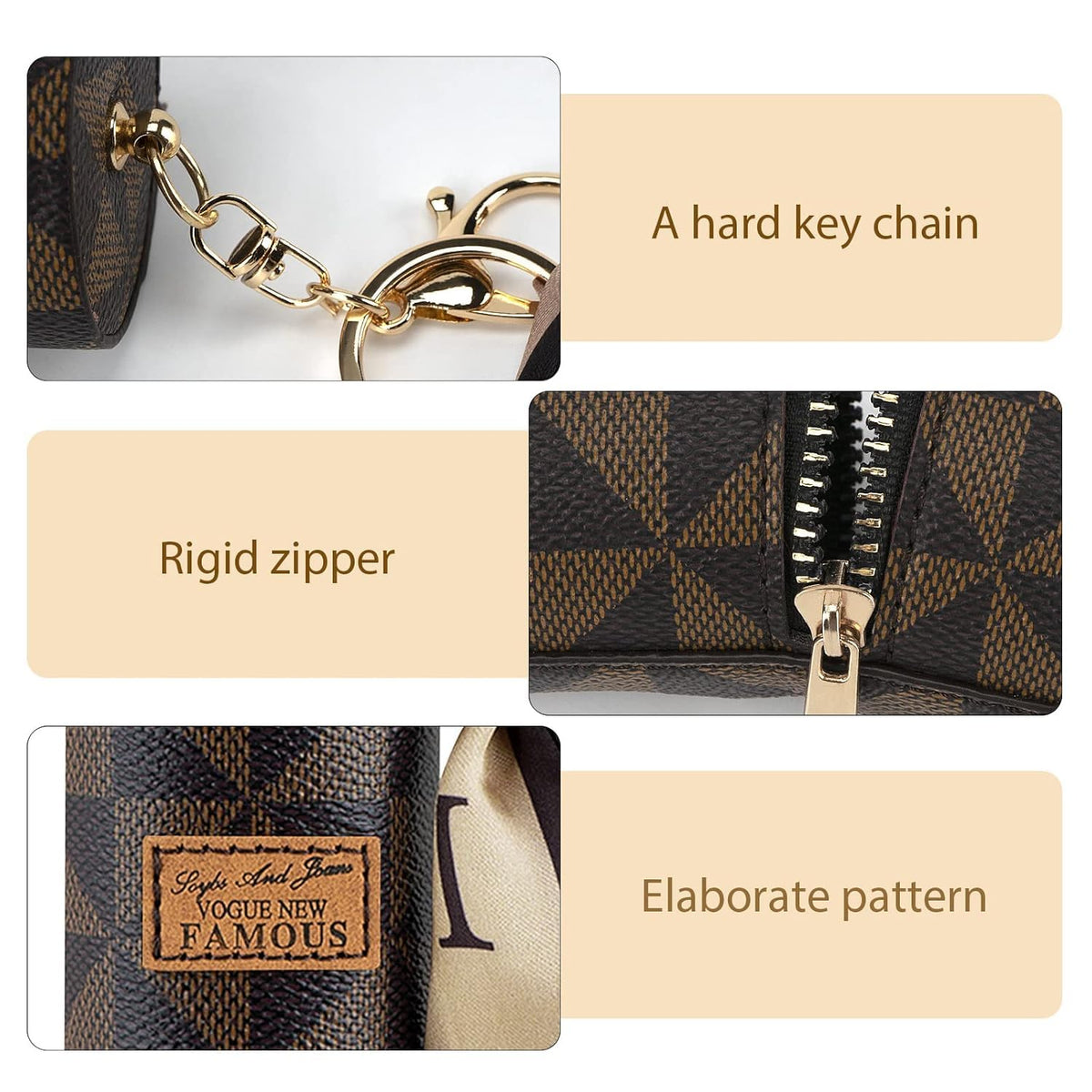 Mini Lipstick Holder Keychain with Zipper & Decorative Ribbon