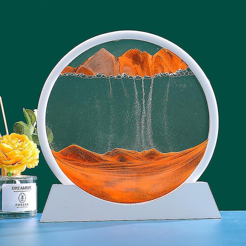Artistic Round Glass Mountain Sand Art Hourglass - Decorative and Serene Home Décor