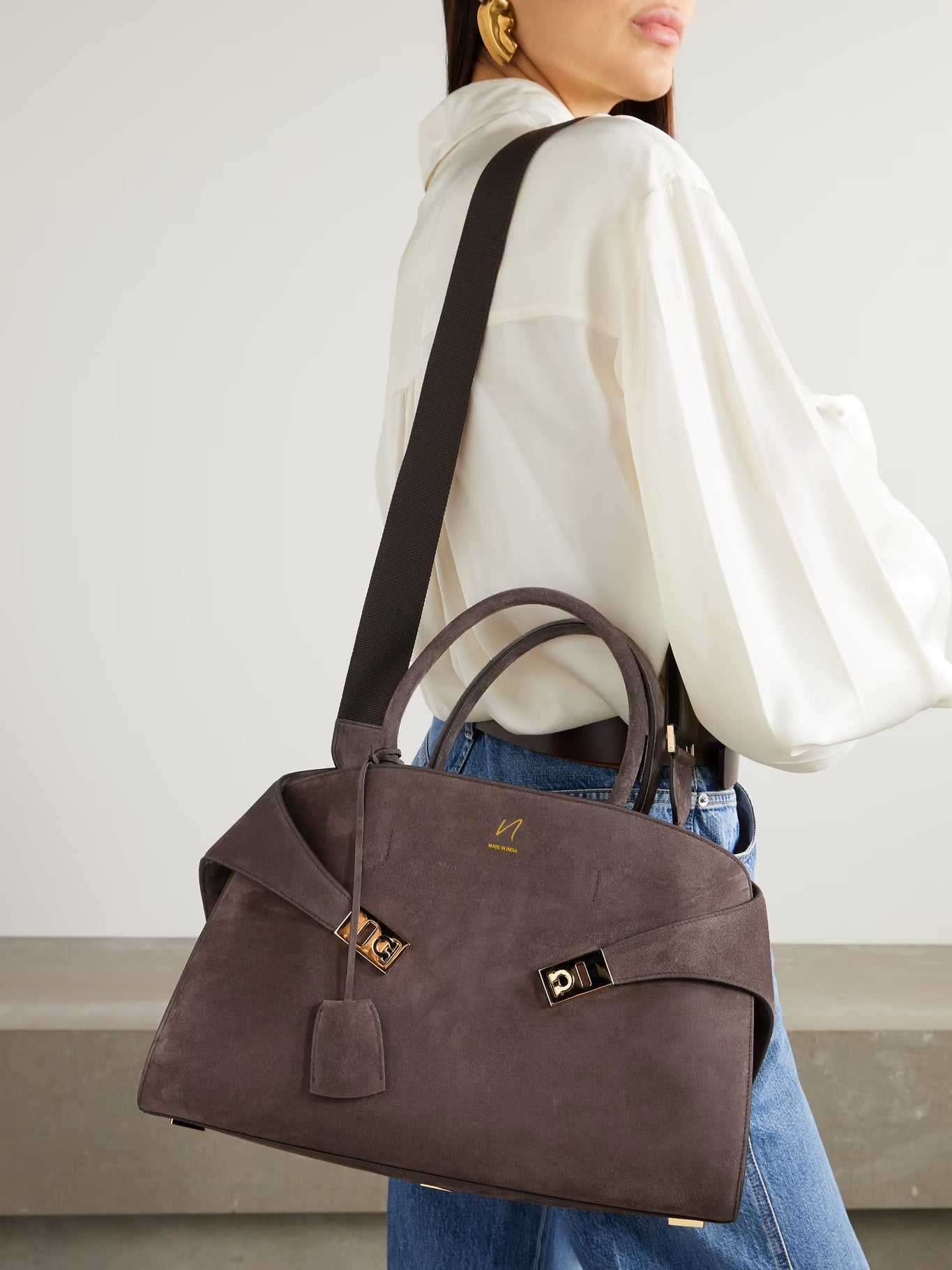 Luxury Suede Leather Handbag for Women – Designer Tote
