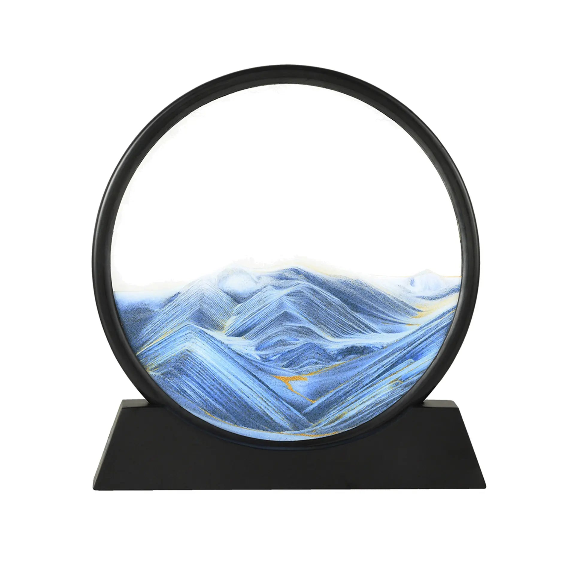 Artistic Round Glass Mountain Sand Art Hourglass - Decorative and Serene Home Décor