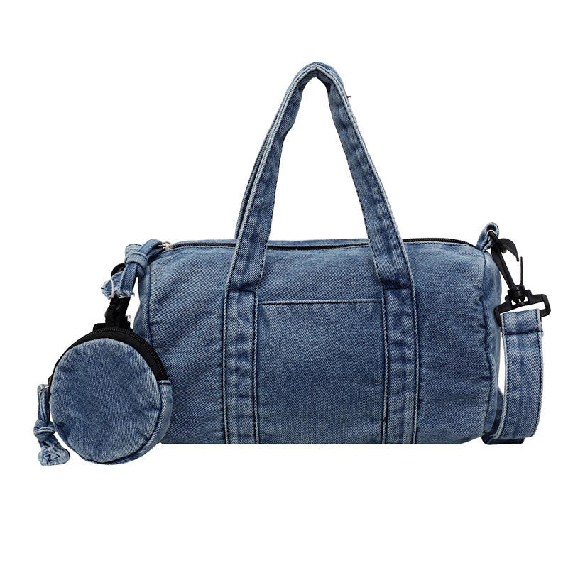 Korean Style Street Trendy Vintage Denim Underarm Travel Handbag – Embroidered Small Pillow Shoulder Bag