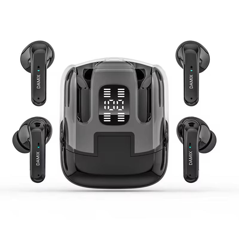 4-in-1 Wireless Earbuds with LED Display Charging Case – Bluetooth 5.3, Touch Control, Long Battery Life