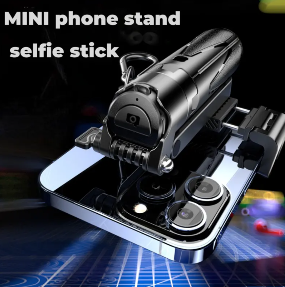 Shutter Click Mini Selfie Stick with Fill Light | 360° Rotation | Wireless Control | Tripod Stand