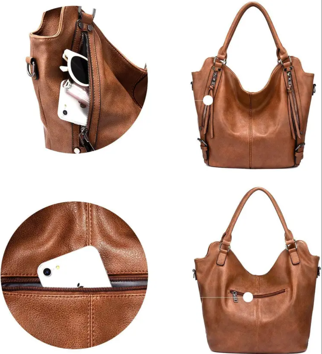 Women’s Large Capacity Waterproof PU Crossbody Shoulder Bag – Fashionable, Durable, Zipper Closure