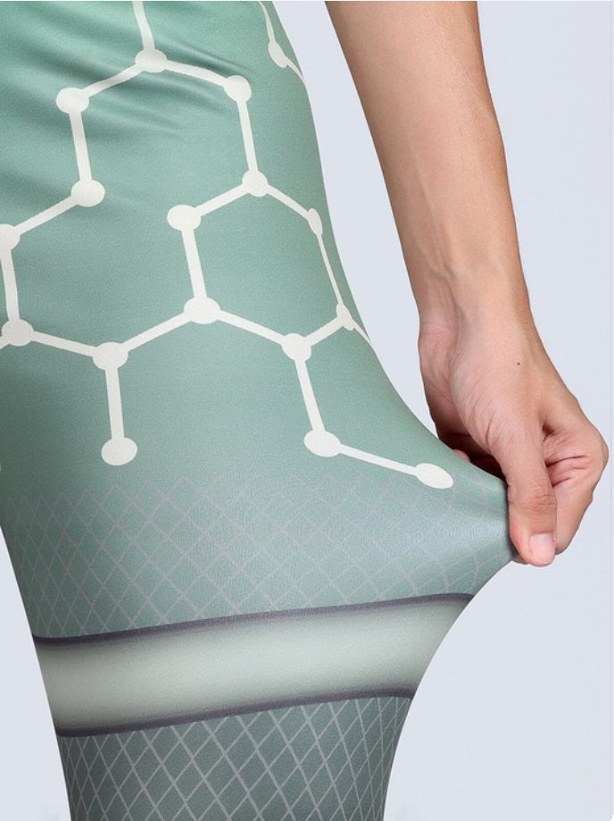 Women's 4-Way Stretch Yoga Pants with Dynamic Graphic Print – Enhance Your Activewear Collection