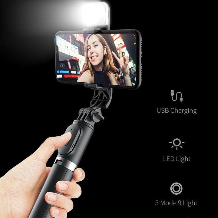 Flexible Portable Tripod with LED Light, Bluetooth, USB Charging: Your Ultimate Selfie Solution!