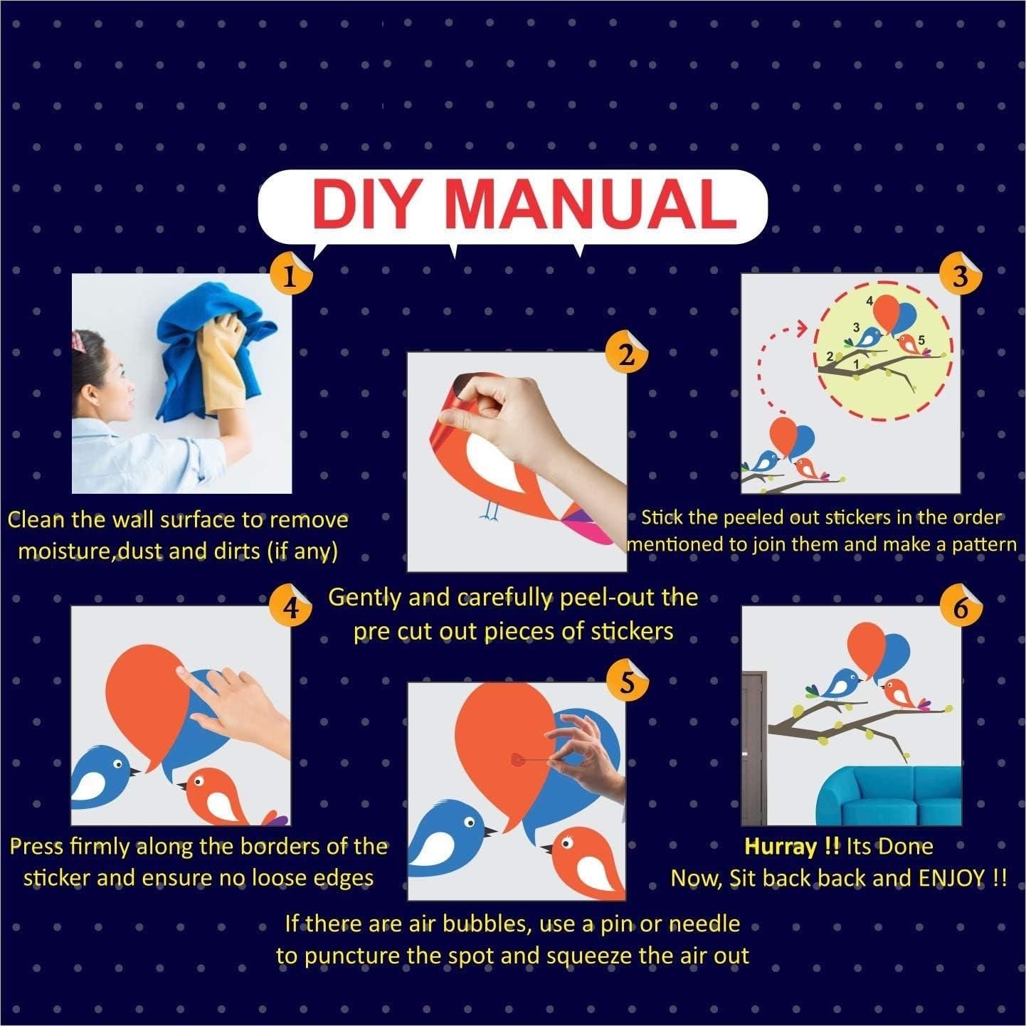 Leaves Design Vinyl Wall Sticker (Set of 5)