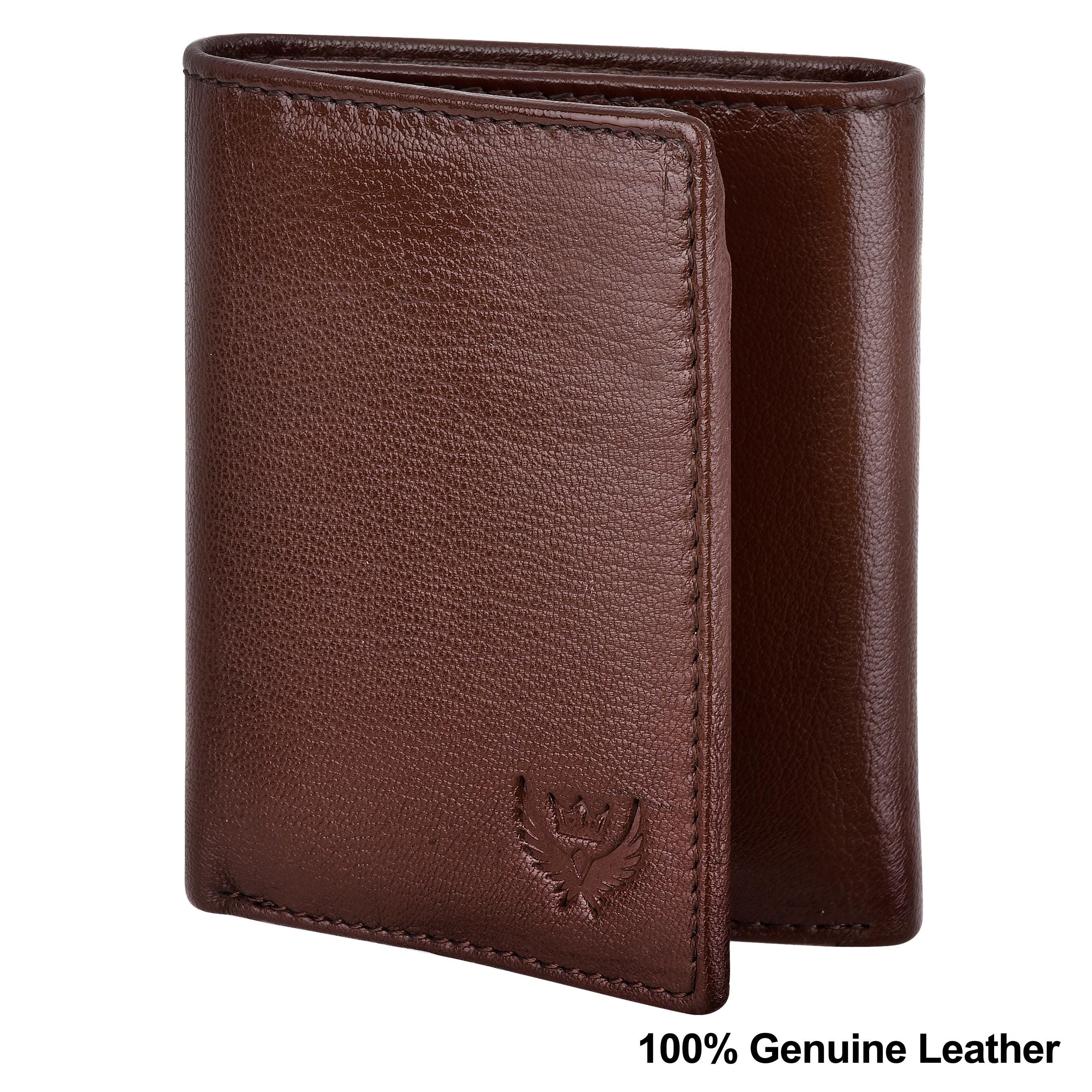 Men's RFID-Blocking Leather Wallet with ID Slot - TriFold Closure in Umber Brown