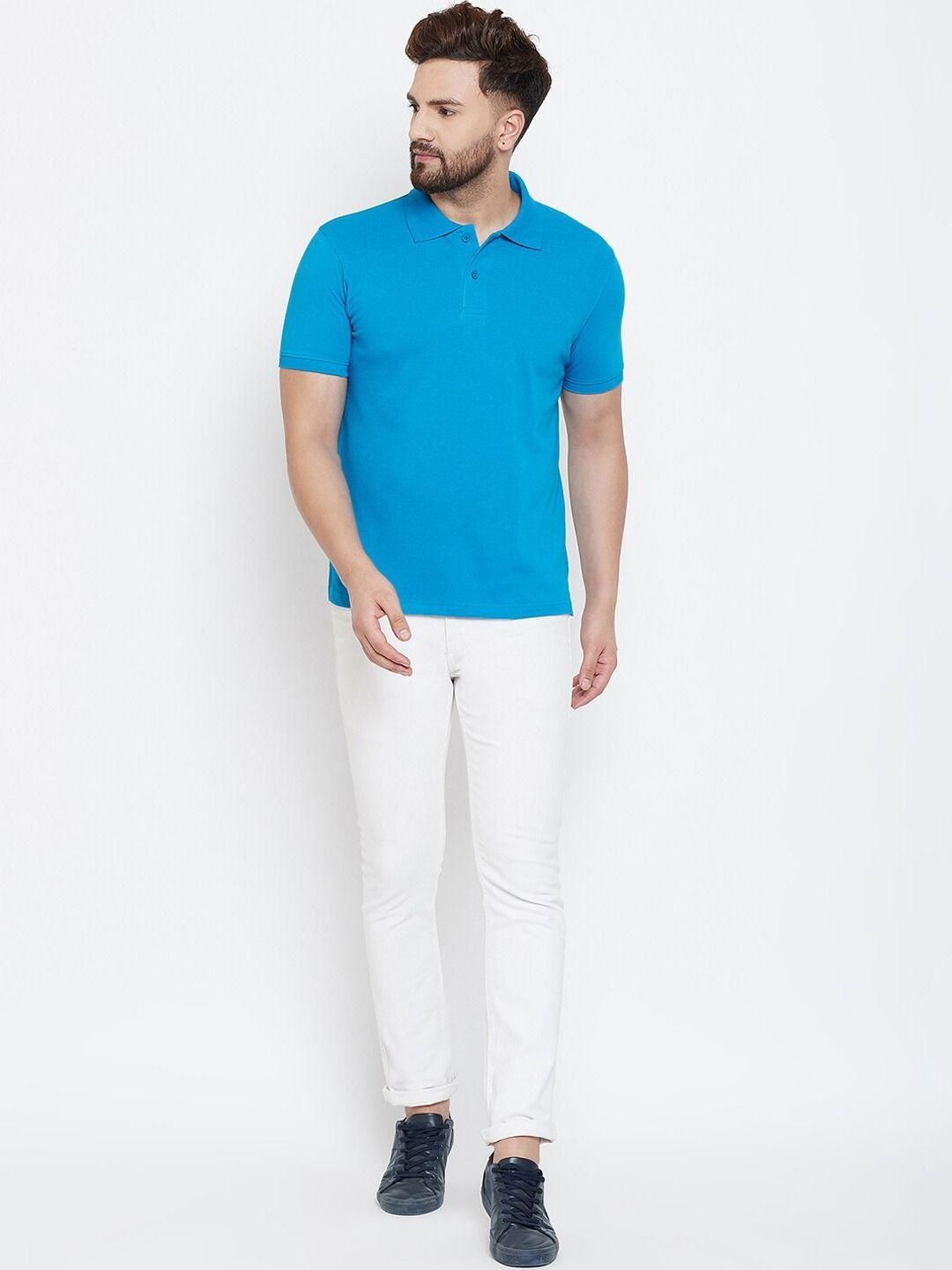 Men's Cotton Blend Half-Sleeve Polo T-Shirt - Solid Color