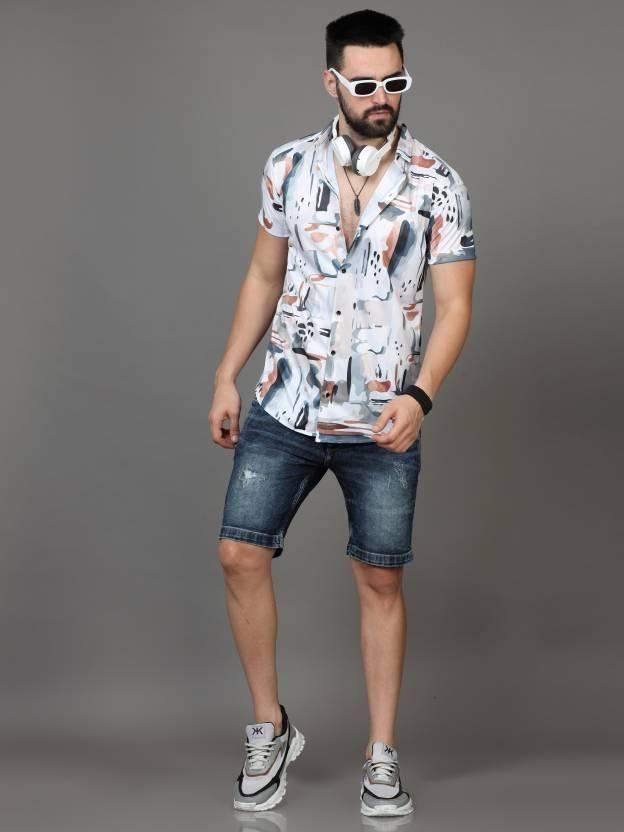 Men's Half-Sleeve Shirt with Printed Design Crafted from Lightweight Rayon Fabric