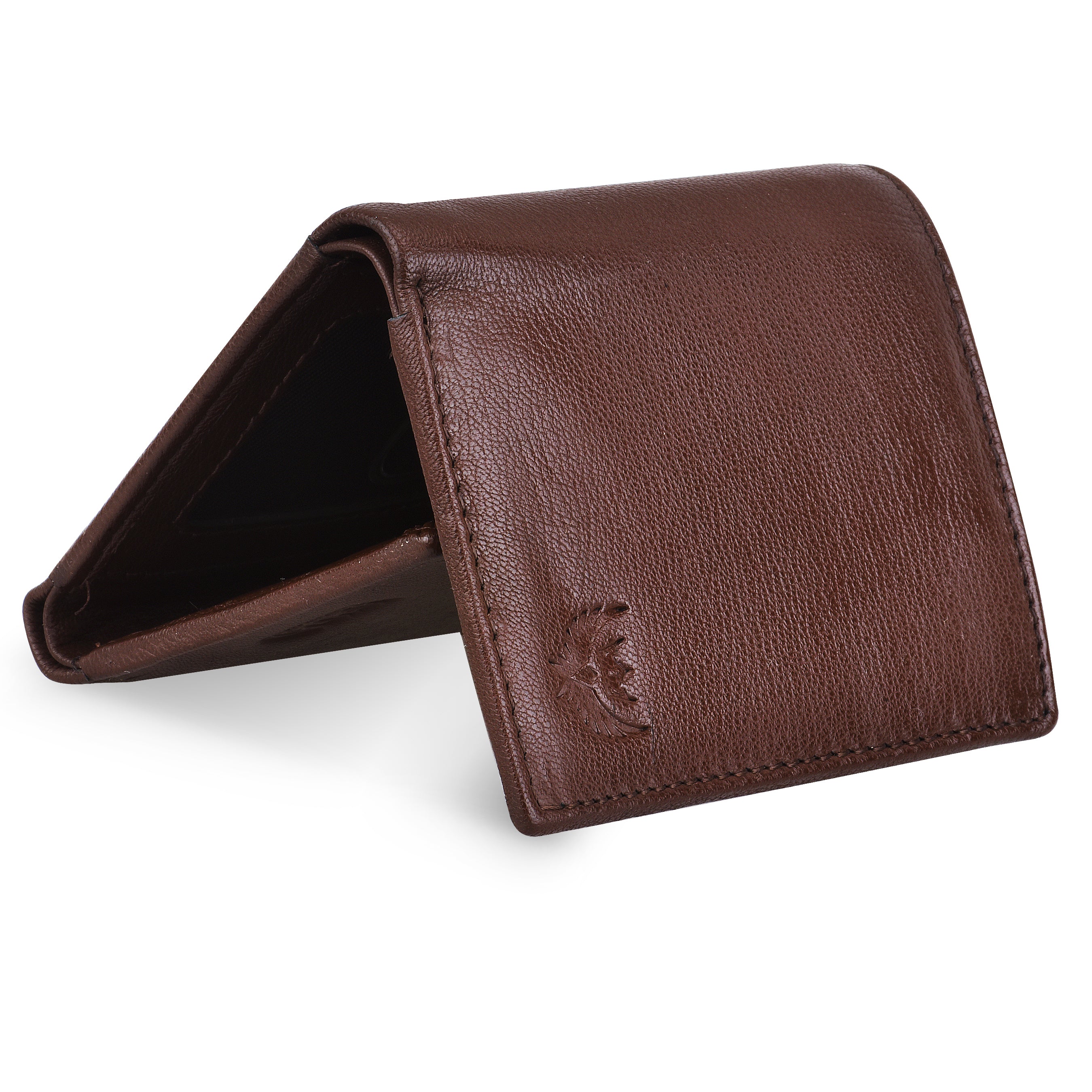 Men's RFID-Blocking Leather Wallet with ID Slot - TriFold Closure in Umber Brown