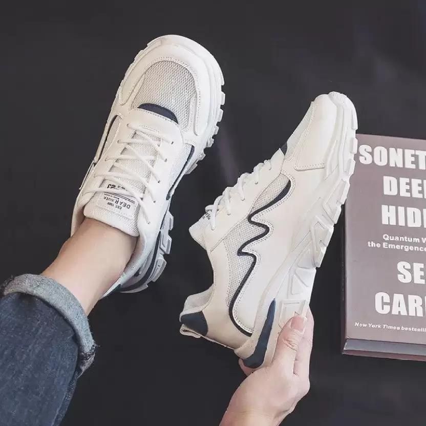 Women's White and Black Sneakers - Synthetic Leather Casual Shoes