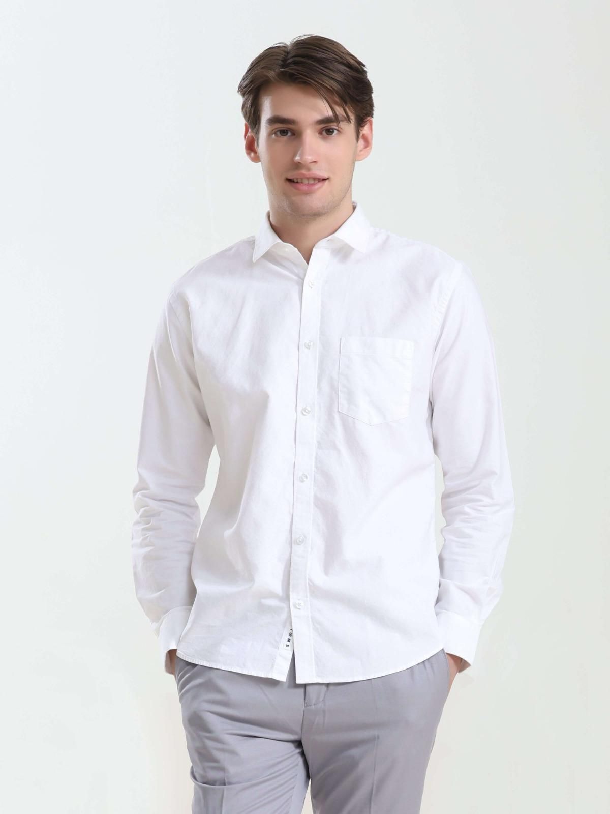 Men's Luxury White Cotton Shirt with Anti-Stain and Anti-Odor Features