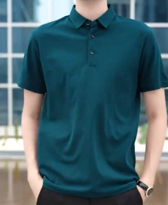 Men's Polo Neck T-Shirt - Solid Color for Casual Wear