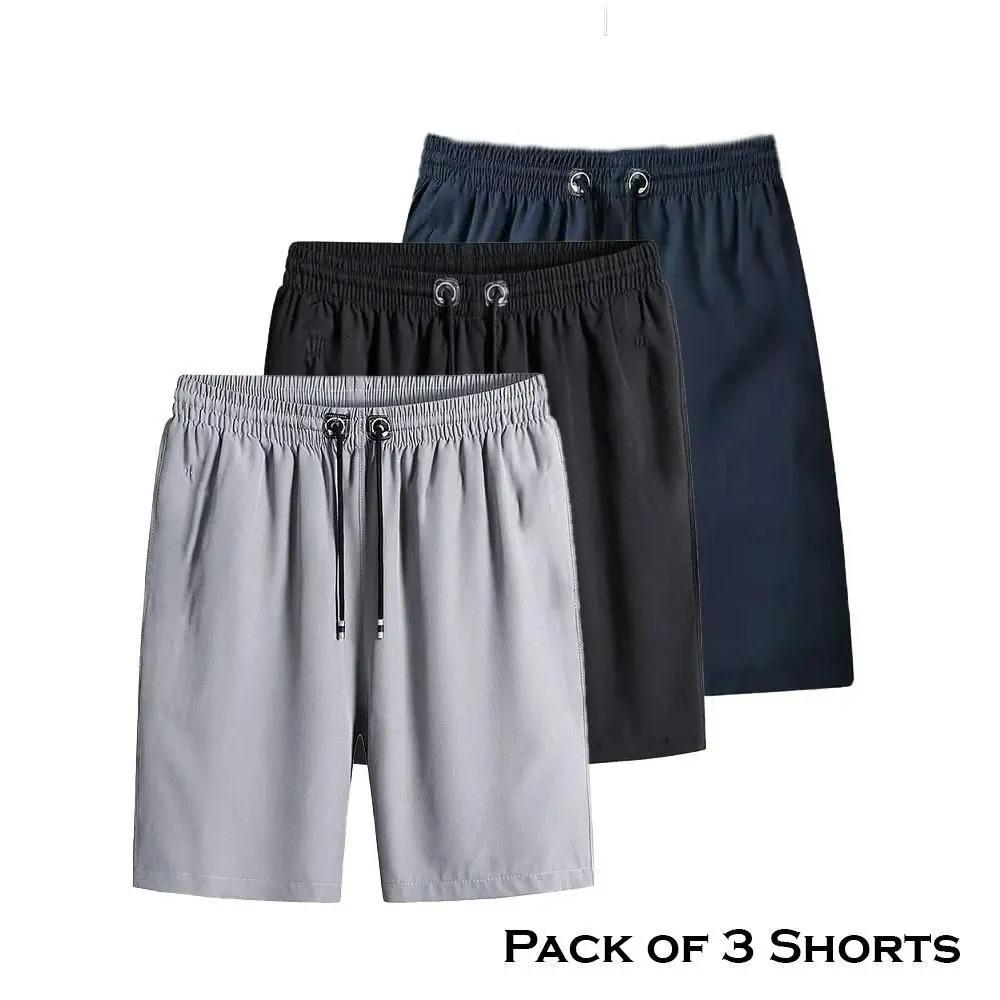 Trio Pack: Men's Stretchable Cotton Shorts Set