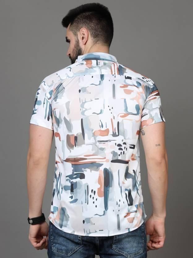 Men's Half-Sleeve Shirt with Printed Design Crafted from Lightweight Rayon Fabric