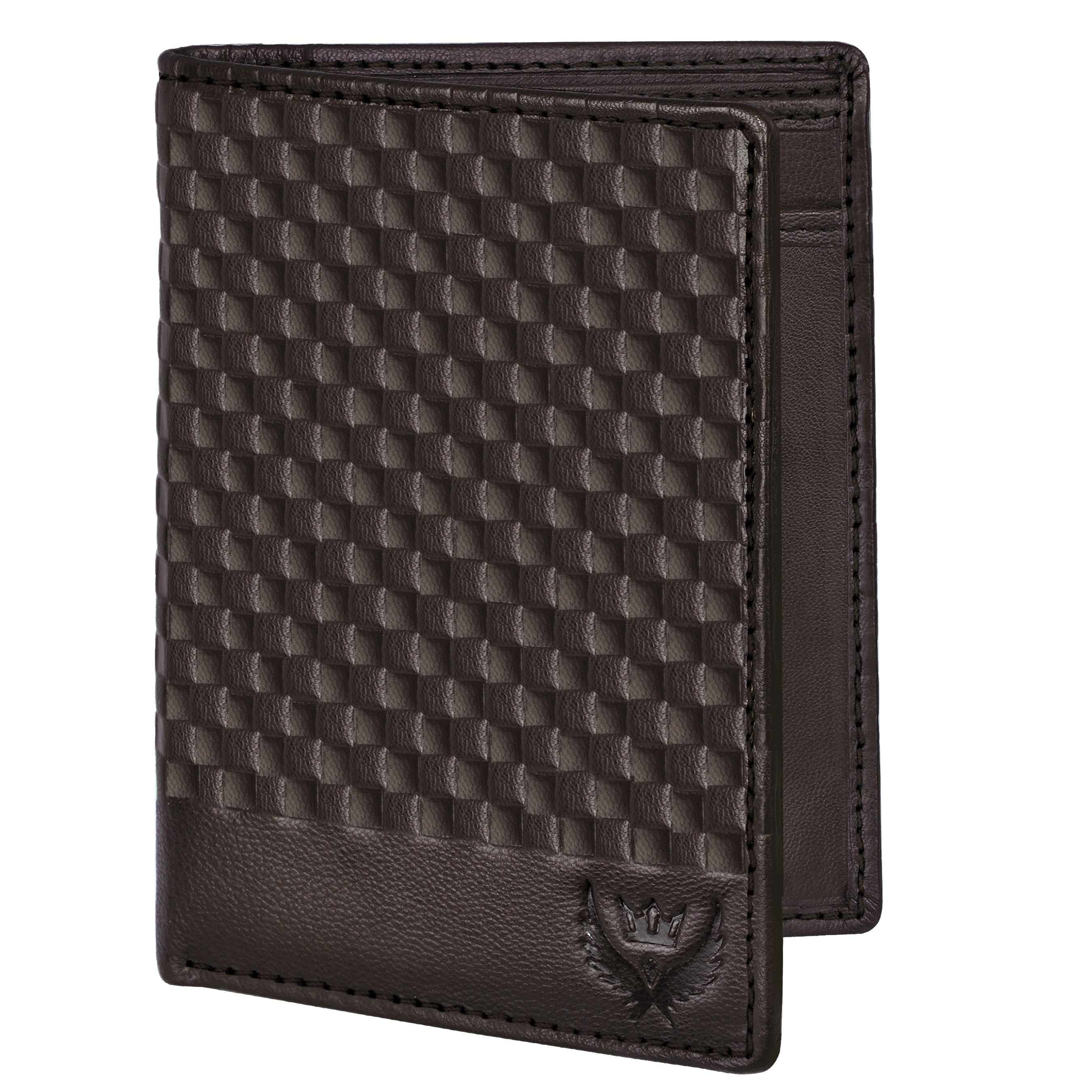 Large Capacity Unisex Wallet - Dark Brown Genuine Leather with RFID Blocking and Textured Finish