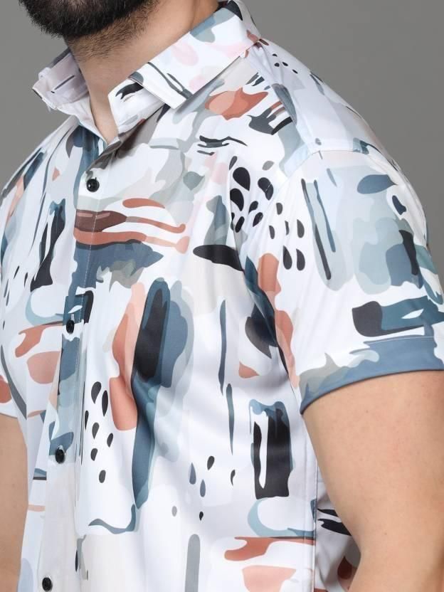 Men's Half-Sleeve Shirt with Printed Design Crafted from Lightweight Rayon Fabric