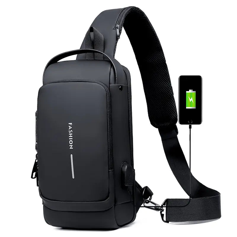 Anti-Theft USB Crossbody Bag Sports & Leisure, Multi-Functional with Password Lock Unisex