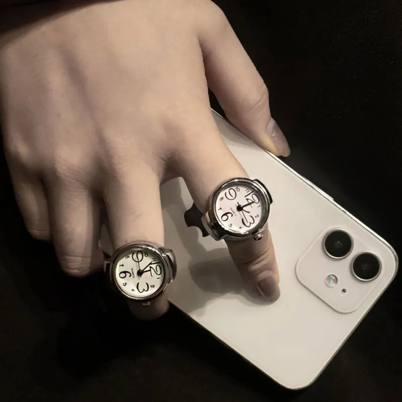 Mini Stainless Steel Finger Ring Watch: Stylish Quartz Timepiece for Women and Men