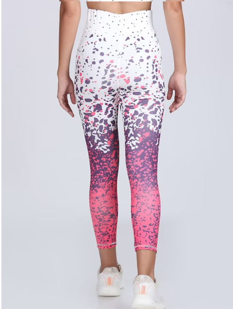 Women's 4-Way Lycra Stretch Yoga Pants with Dynamic Graphic Print – Unleash Style in Every Stride