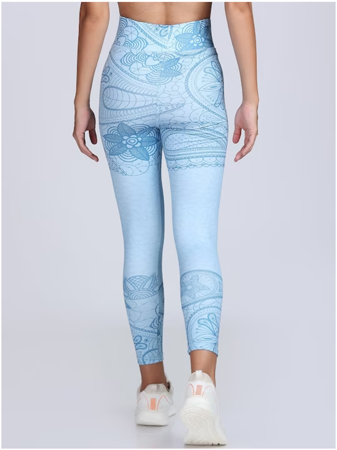 Women's 4-Way Lycra Stretch Yoga Pants with Dynamic Graphic Print – Unleash Bold Style and Flexibility!