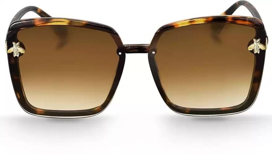 Golden Radiance: Trendy Over-sized Sunglasses with UV Protection for Women - Enhance Your Style with Fashionable Eye Shield and Sun Safety